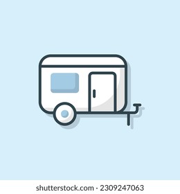 Caravan camping flat outlined icon