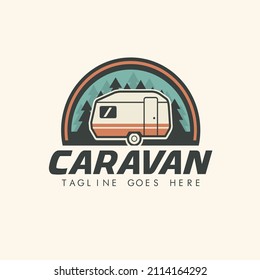 Caravan Camping Logo. Vector Illustration