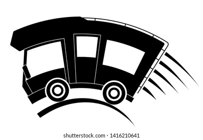 Caravan car confort travel on holiday, speed motion, black silhouette