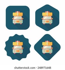 Caravan car flat icon with long shadow