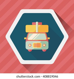 Caravan car flat icon with long shadow