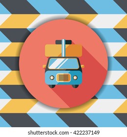 Caravan car flat icon with long shadow