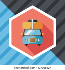 Caravan car flat icon with long shadow