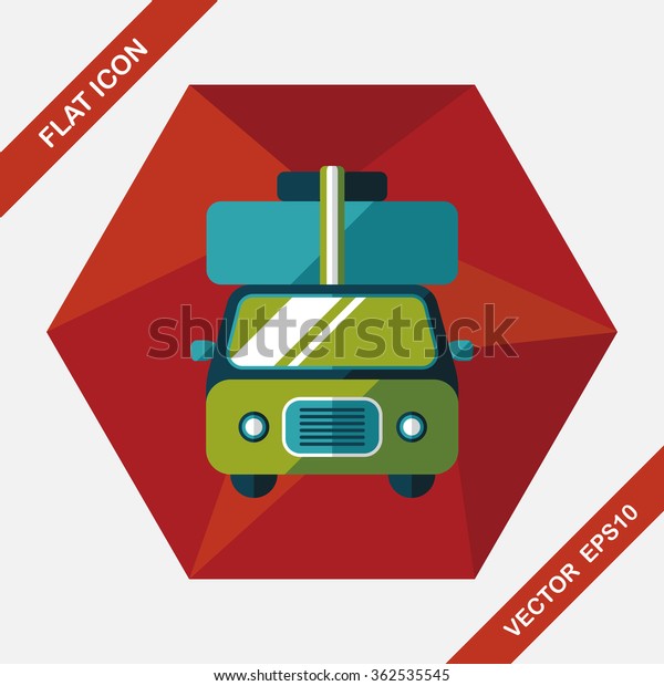 Caravan car flat icon with\
long shadow