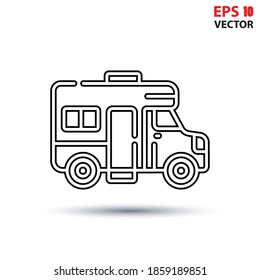Caravan car vector design with editable stroke. Vehicles and transport icon. Eps 10 vector illustration.