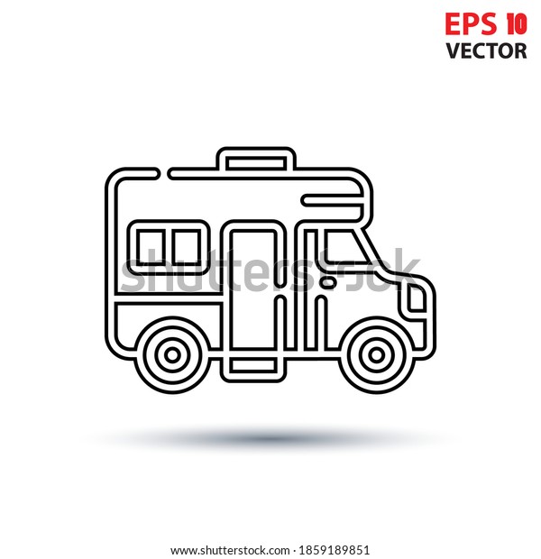 Caravan car vector
design with editable stroke. Vehicles and transport icon. Eps 10
vector illustration.