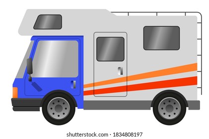 Caravan car, vector flat illustration