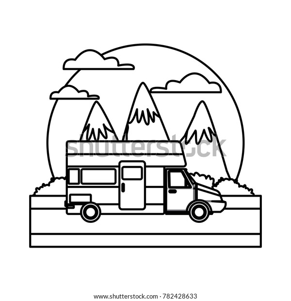 Caravan car
vehicle between mountains
landscape