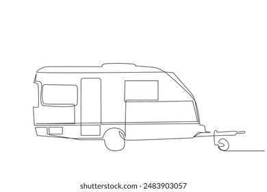 caravan classic travel holiday vehicle one line art design vector