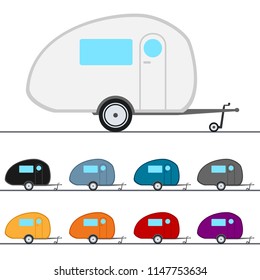 Caravan Colorful Flat Vector Set