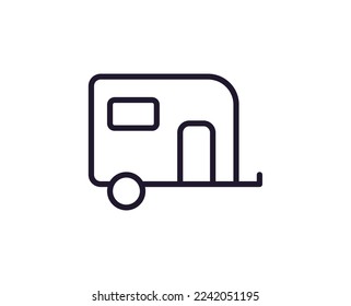 Caravan concept. Single premium editable stroke pictogram perfect for logos, mobile apps, online shops and web sites. Vector symbol isolated on white background. 