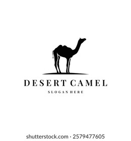 caravan design camel logo silhouette desert animal simple minimalist template icon symbol