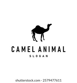 caravan design camel logo silhouette desert animal simple minimalist template icon symbol