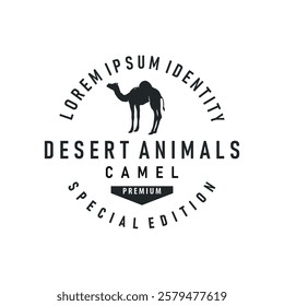 caravan design camel logo silhouette desert animal simple minimalist template icon symbol