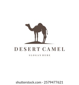 caravan design camel logo silhouette desert animal simple minimalist template icon symbol