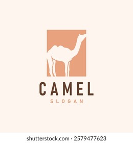 caravan design camel logo silhouette desert animal simple minimalist template icon symbol