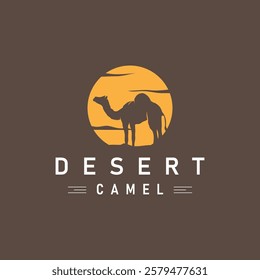 caravan design camel logo silhouette desert animal simple minimalist template icon symbol