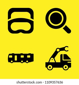 caravan, diving, search and crane vector icon set. Sample icons set for web and graphic design