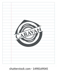 Caravan draw (pencil strokes). Vector Illustration. Detailed.