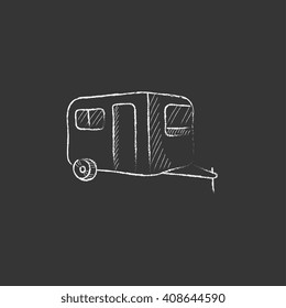 Caravan. Drawn in chalk icon.