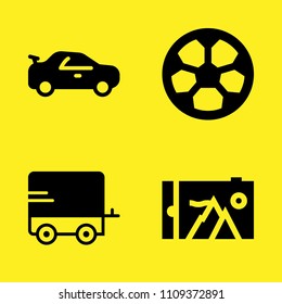 caravan, football, smartphone and car vector icon set. Sample icons set for web and graphic design