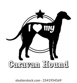 Caravan Hound Hund Silhouette, ich liebe meinen Hund, Hund, Hunderassen, Logo, Vektor, Silhouette, Tier, Illustration, Symbol, Zeichen, schwarz, Haustier,