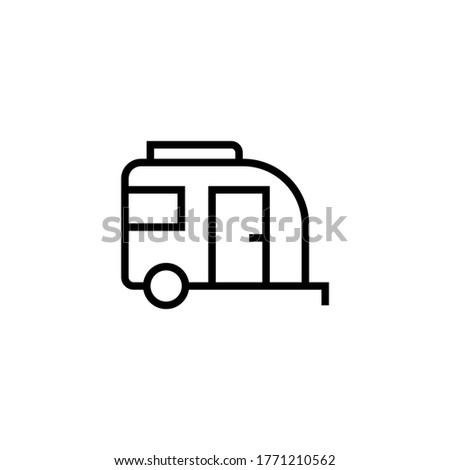 Caravan icon in black line style icon, style isolated on white background