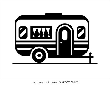 Caravan Icon, Camper Trailer, Camper Icon, Van, Towed Trailer, Travel Trailer, Tourer, Camp Vector Art Illustration