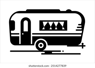 Ícone De Caravana, Trailer De Camper, Ícone De Camper, Van, Trailer Rebocado, Trailer De Viagem, Tourer, Acampamento Vetor Arte Ilustração