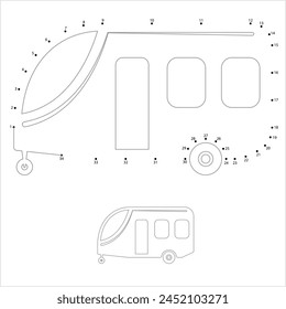 Caravan Icon Connect The Dots, Travel Trailer, Camper Icon, Towed Trailer, Travel Trailer, Tourer, Vector Art Illustration, Puzzle Game Containing A Sequence Of Numbered Dots