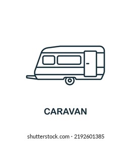 Caravan Icon. Line Simple Line Outdoor Recreation Icon For Templates, Web Design And Infographics