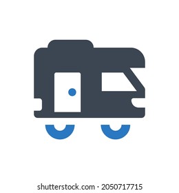 Caravan icon on white background