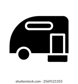 Caravan icon, recreational vehicle. Concept of travel, adventure, and freedom.