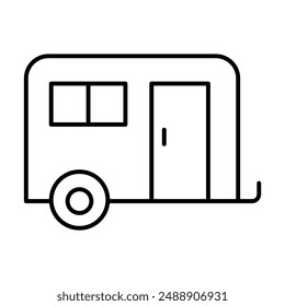 Caravan icon in thin line style Vector illustration graphic design 