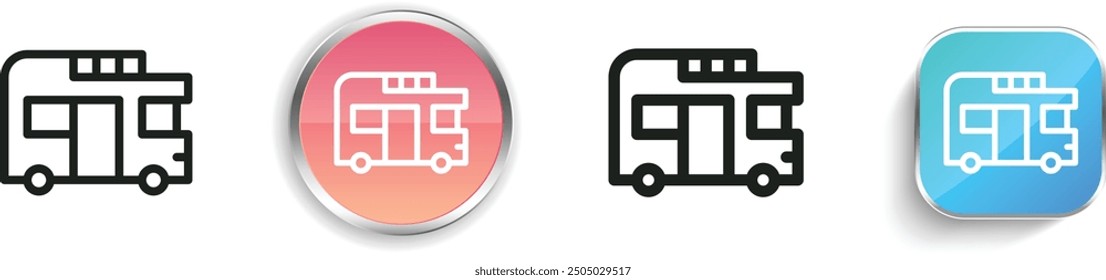 caravan icon. Thin Linear, Regular and Button Style Design Isolated On White Background