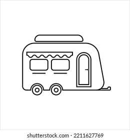 Caravan Icon, Travel Trailer, Camper Icon, Towed Trailer, Travel Trailer, Tourer, Vector Art Illustration