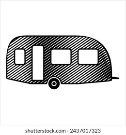 Caravan Icon, Travel Trailer, Camper Icon Vector Art Illustration