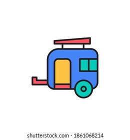 contorno relleno del vector de icono de caravana. icono de color del equipo de camping. aislado en fondo blanco