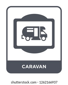 caravan icon vector on white background, caravan trendy filled icons from Traffic signs collection, caravan simple element illustration