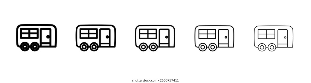 ícone de caravana vetor delineamento fino estilo sinal