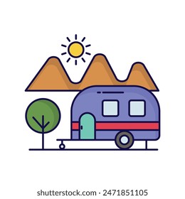 caravan icon with white background vector stock illustration