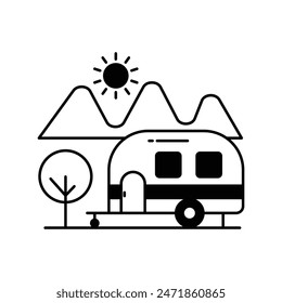 caravan icon with white background vector stock illustration