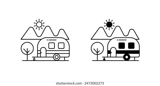 caravan icon with white background vector stock illustration