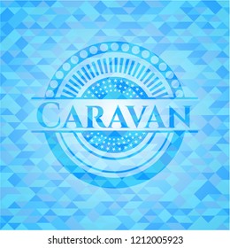 Caravan light blue emblem with mosaic background