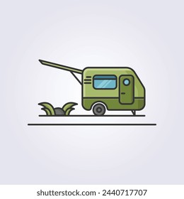 caravan line icon colored vector logo design, for summer camp pack design, campsite icon design, camper van icon