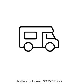 Icono de línea de caravana aislado en fondo blanco