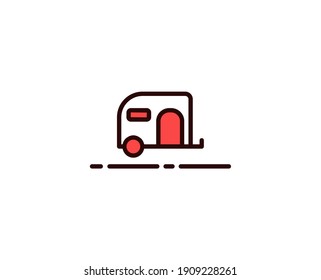 Caravan line icon. Vector symbol in trendy flat style on white background. Travel sing for design.