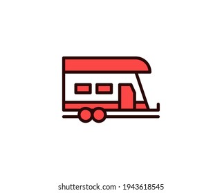 Icono de línea de caravana. Símbolo vectorial en estilo plano y a la moda sobre fondo blanco. Cantar de viajes para diseño.