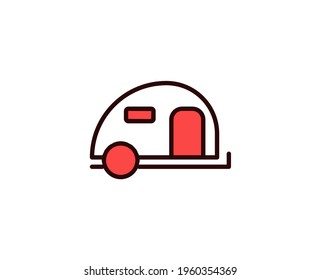 Caravan line icon. Vector symbol in trendy flat style on white background. Travel sing for design.