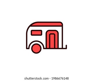 Caravan line icon. Vector symbol in trendy flat style on white background. Travel sing for design.